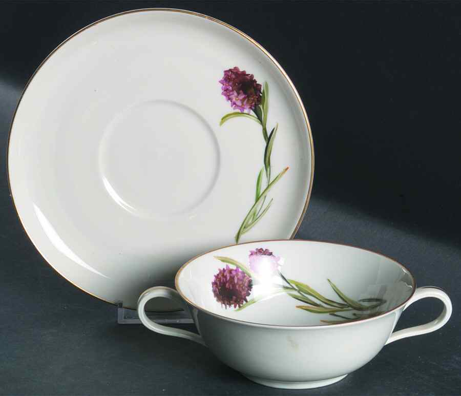 Alpine Flowers Flat Cream Soup Bowl & Saucer Set by Rosenthal - Continental-1