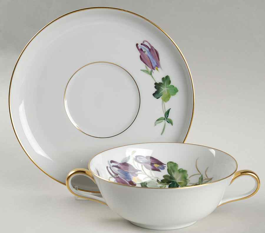 Alpine Flowers Flat Cream Soup Bowl & Saucer Set by Rosenthal - Continental-1