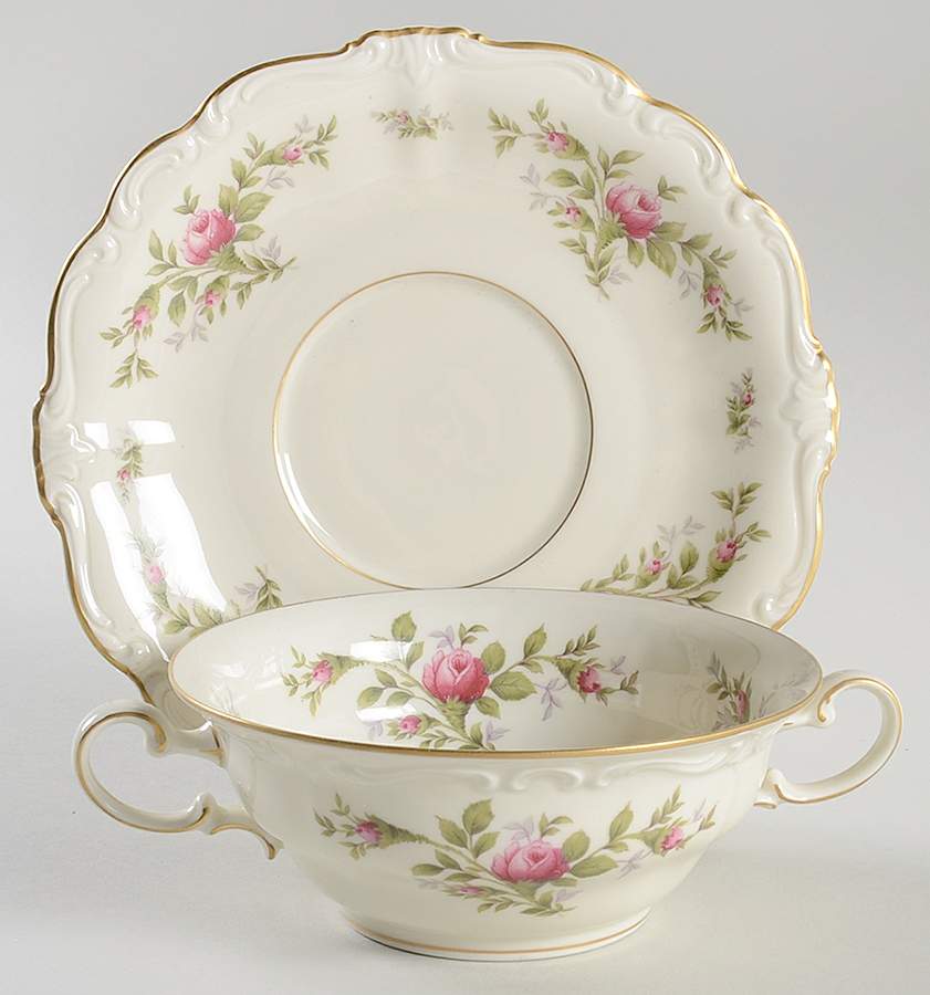 Antoinette (Pompadour Shape) Flat Cream Soup Bowl & Saucer Set by Rosenthal - Continental-1