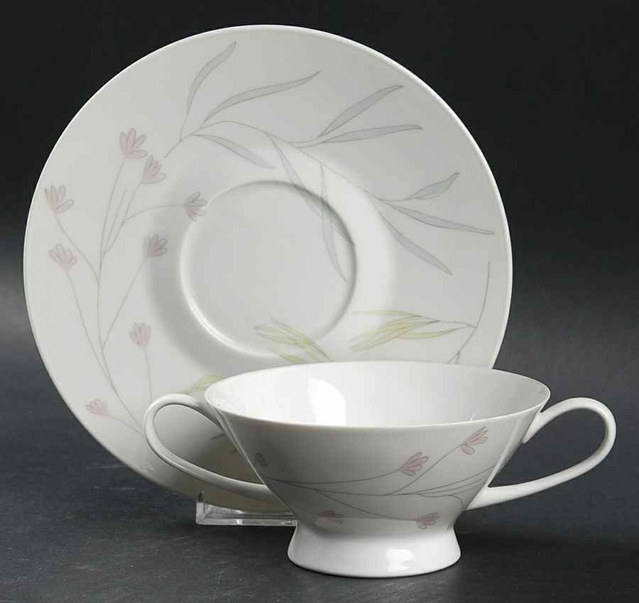 Aquarell Footed Cream Soup Bowl & Saucer Set by Rosenthal - Continental-1