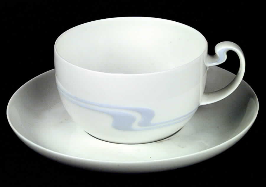Asymmetria Blue Flat Cup & Saucer Set by Rosenthal - Continental-1