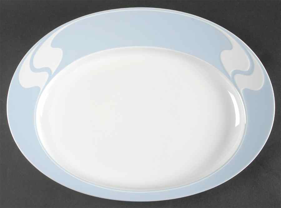 Asymmetria Blue 15" Oval Serving Platter by Rosenthal - Continental-1