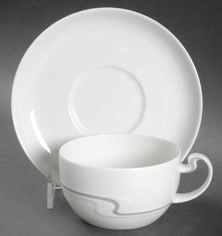 Asymmetria Grey Flat Cup & Saucer Set by Rosenthal - Continental-1