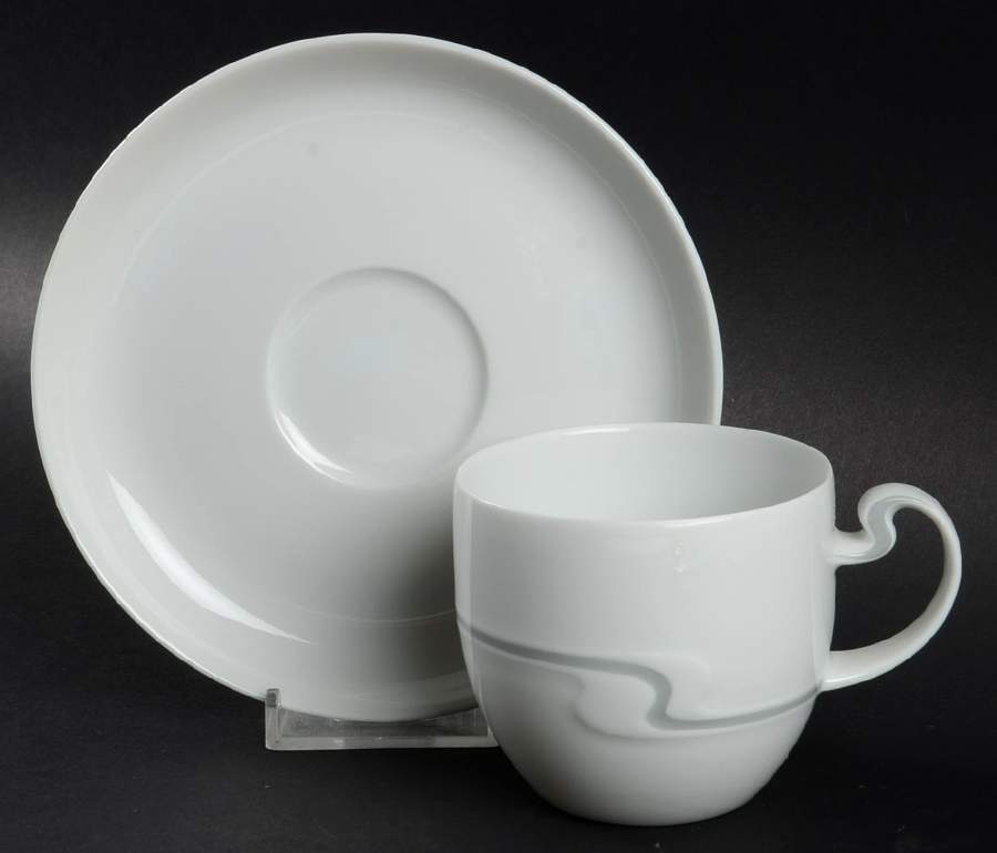 Asymmetria Grey Flat Cup & Saucer Set by Rosenthal - Continental-1
