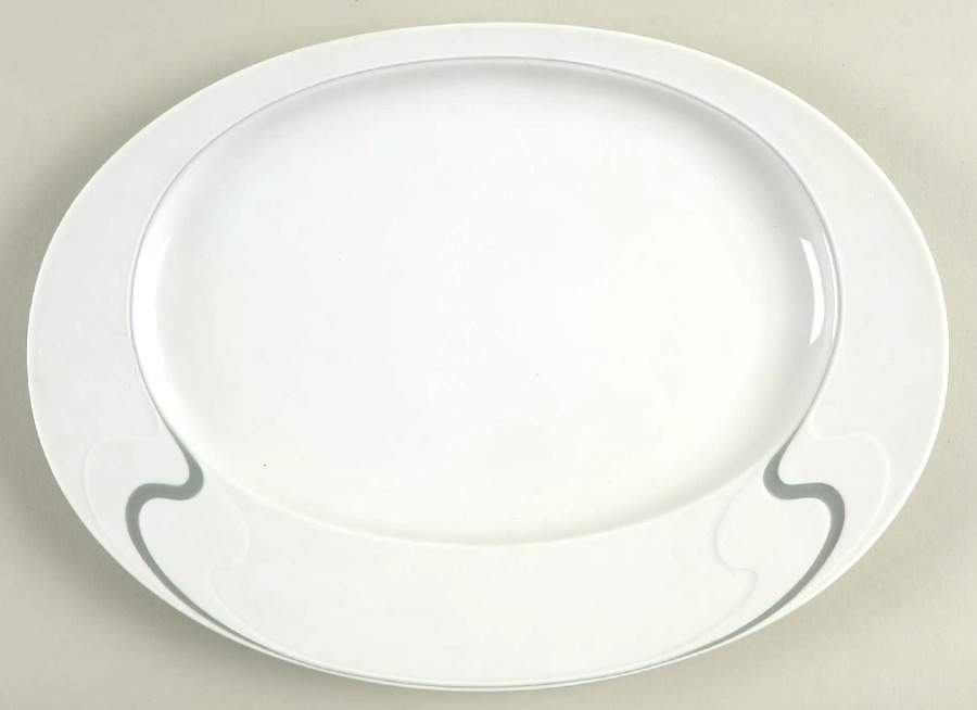 Asymmetria Grey 13" Oval Serving Platter by Rosenthal - Continental-1