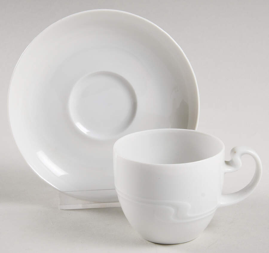 Asymmetria White Flat Demitasse Cup & Saucer Set by Rosenthal - Continental-1