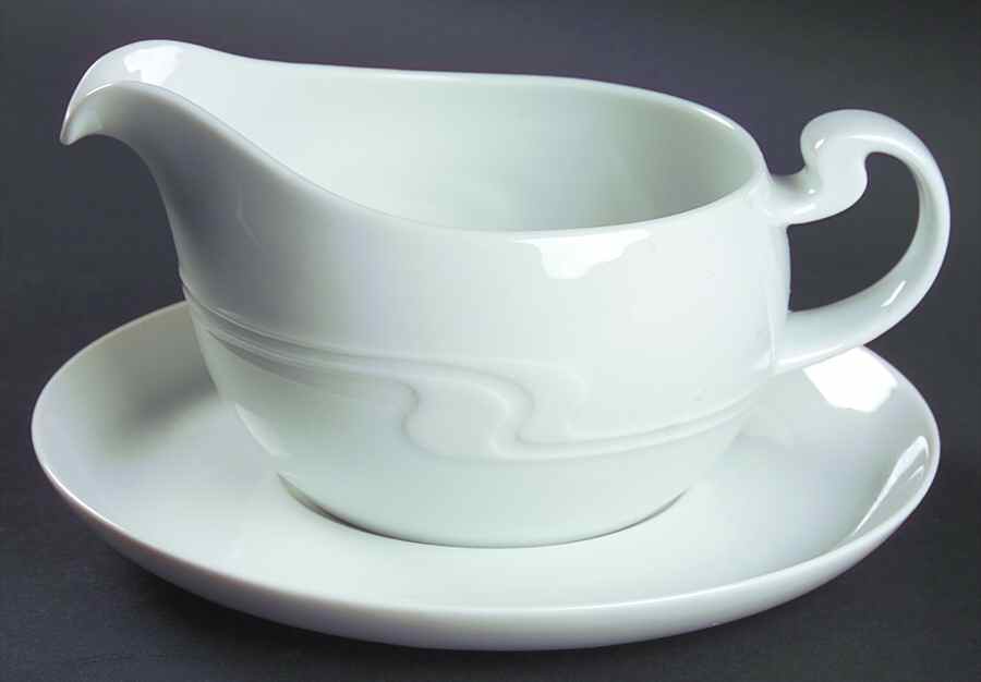 Asymmetria White Gravy Boat & Underplate by Rosenthal - Continental-1