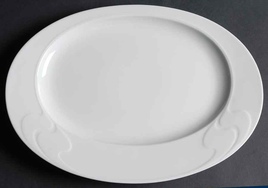 Asymmetria White 13" Oval Serving Platter by Rosenthal - Continental-1