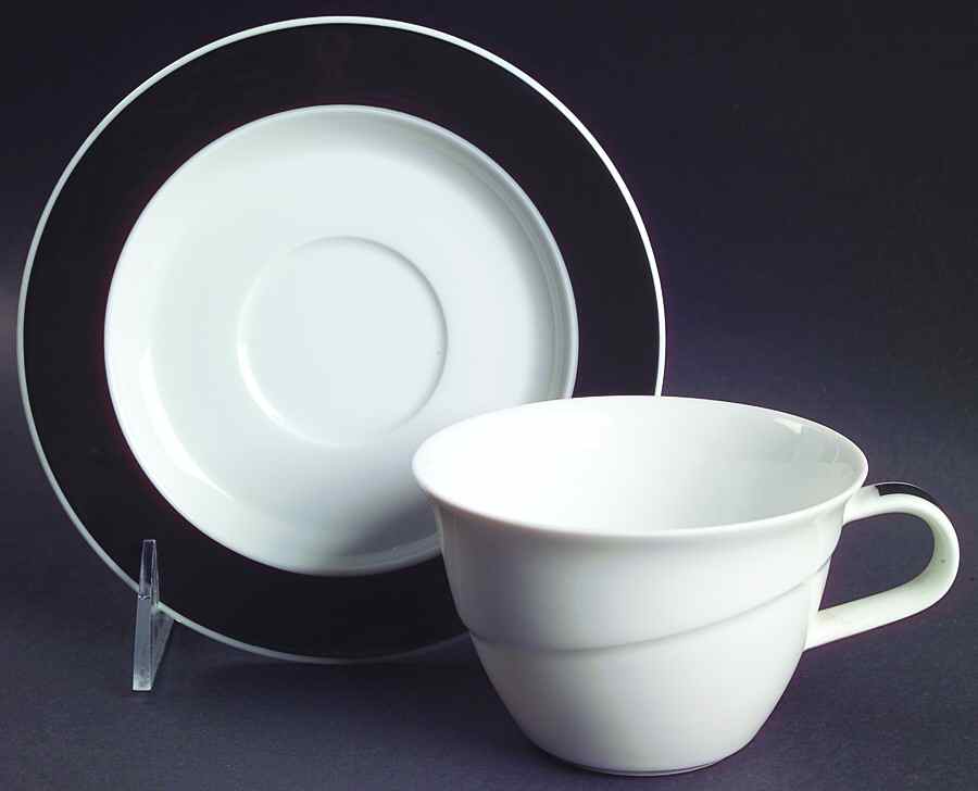 Avenue Black Flat Cup & Saucer Set by Rosenthal - Continental-1