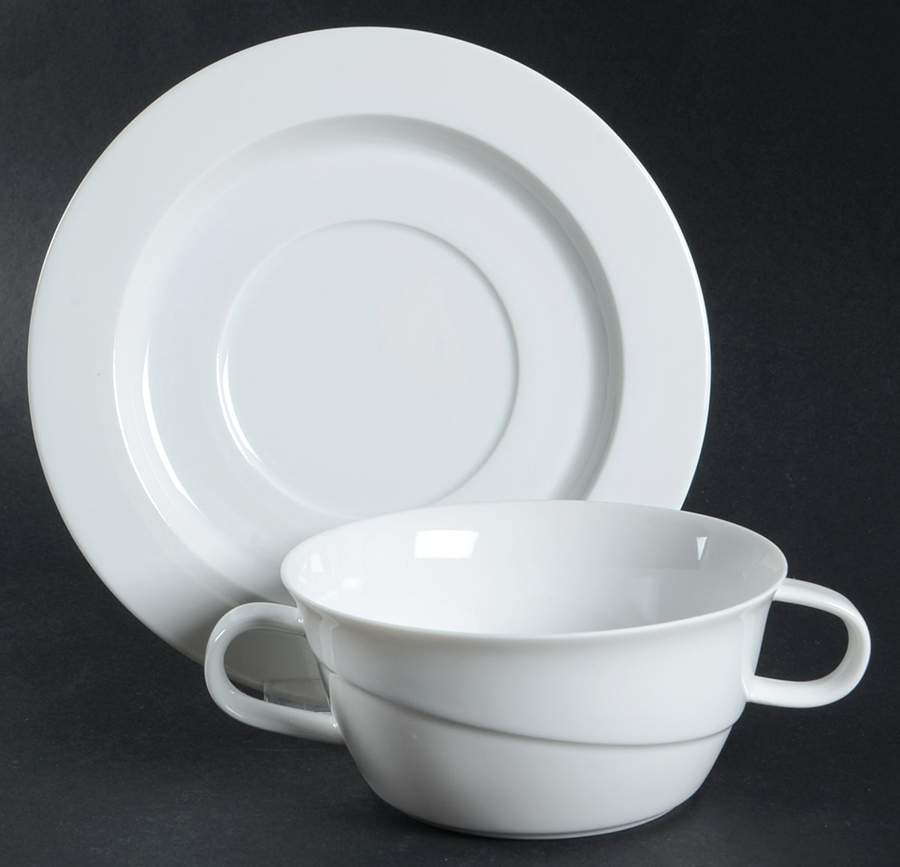 Avenue White Flat Cream Soup Bowl & Saucer Set by Rosenthal - Continental-1