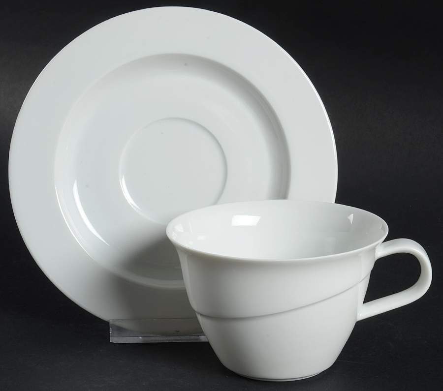 Avenue White Flat Cup & Saucer Set by Rosenthal - Continental-1