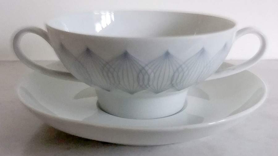 Ballet Flat Cream Soup Bowl & Saucer Set by Rosenthal - Continental-1