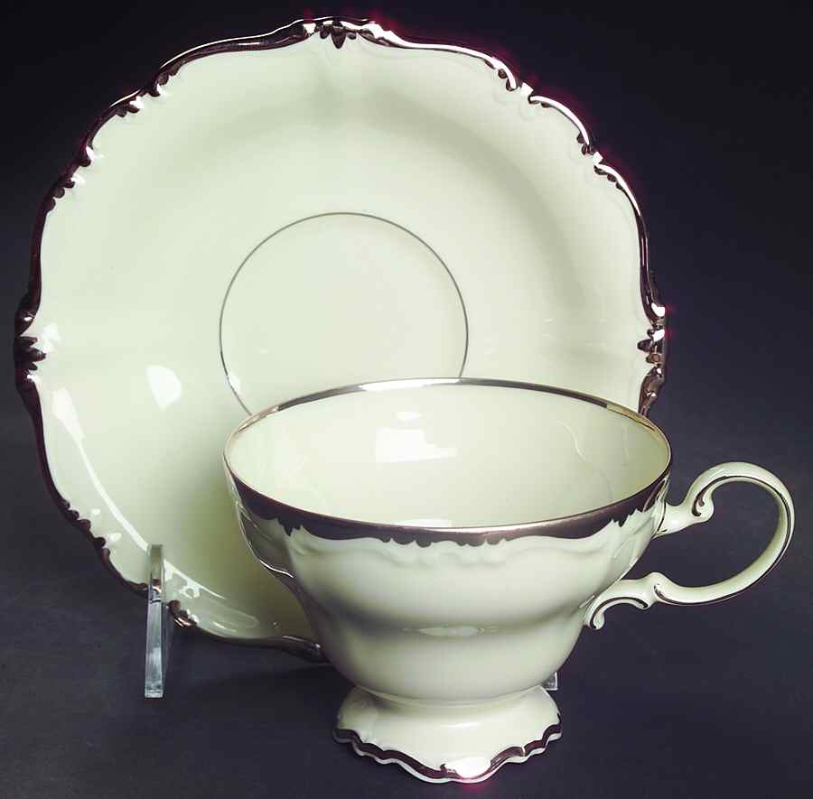 Baroque Platinum Flat Cup & Saucer Set by Rosenthal - Continental-1