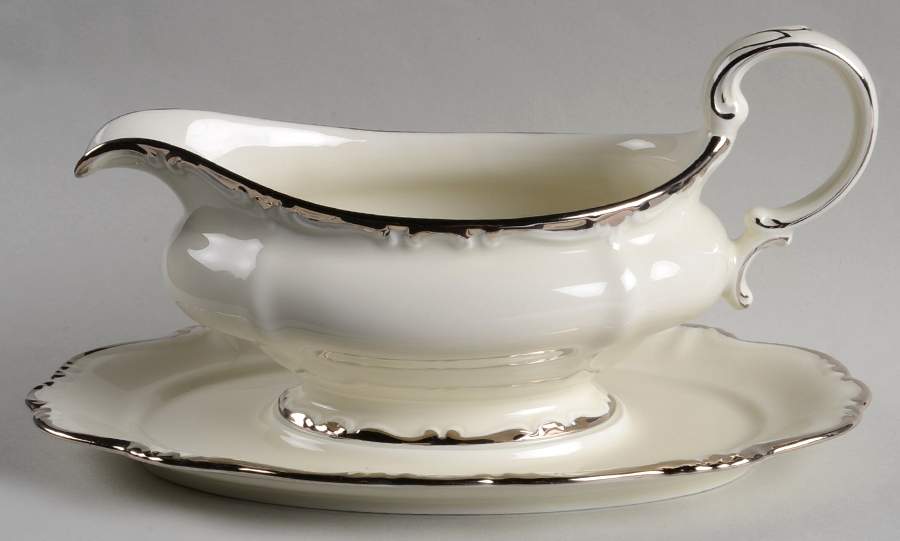Baroque Platinum Gravy Boat with Attached Underplate by Rosenthal - Continental-1