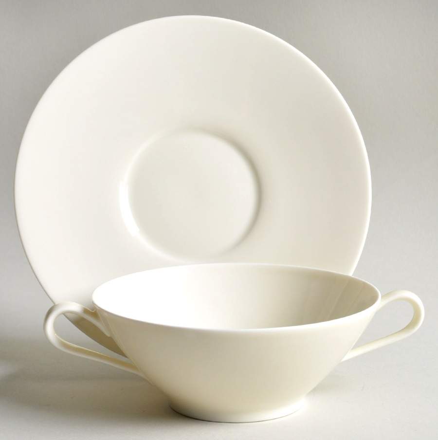 Bettina Ivory Flat Cream Soup Bowl & Saucer Set by Rosenthal - Continental-1