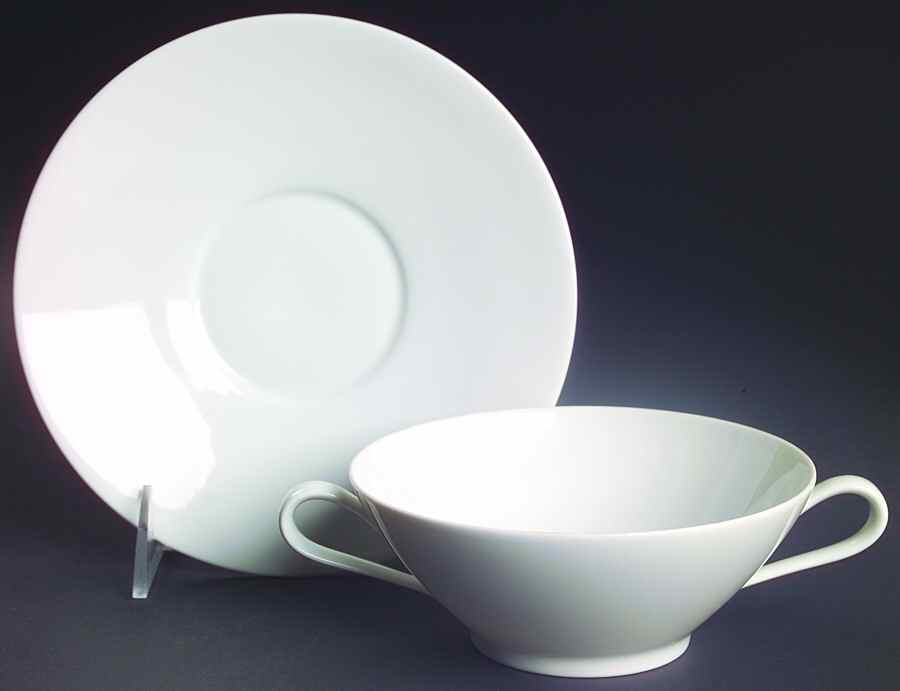 Bettina White Flat Cream Soup Bowl & Saucer Set by Rosenthal - Continental-1