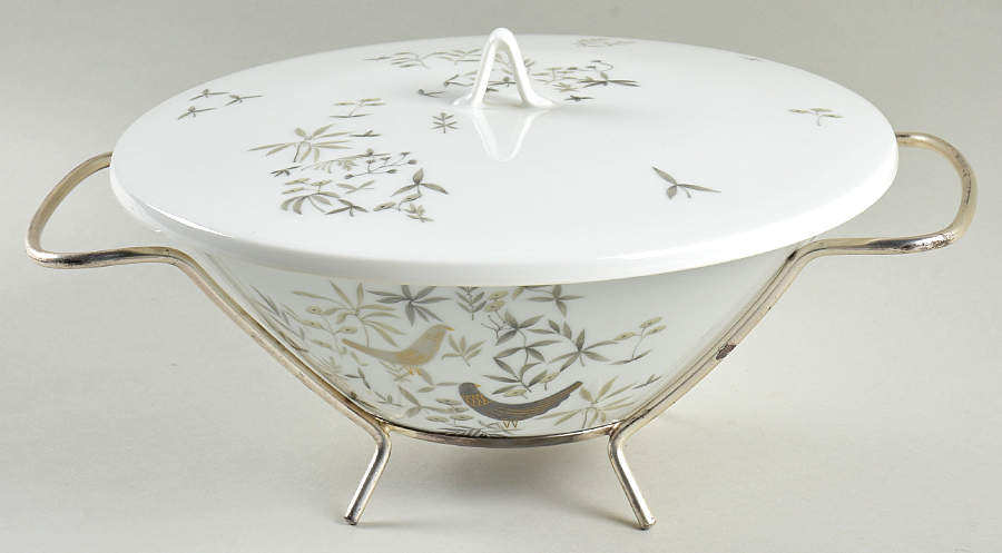 Birds On Trees Round Covered Vegetable-Uses RV9 As Base W/Mtl Std by Rosenthal - Continental-1