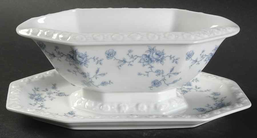 Blue Bouquet Gravy Boat with Attached Underplate by Rosenthal - Continental-1