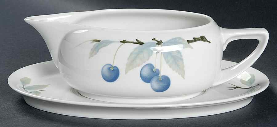 Blue Cherry (No Trim) Gravy Boat & Underplate by Rosenthal - Continental-1