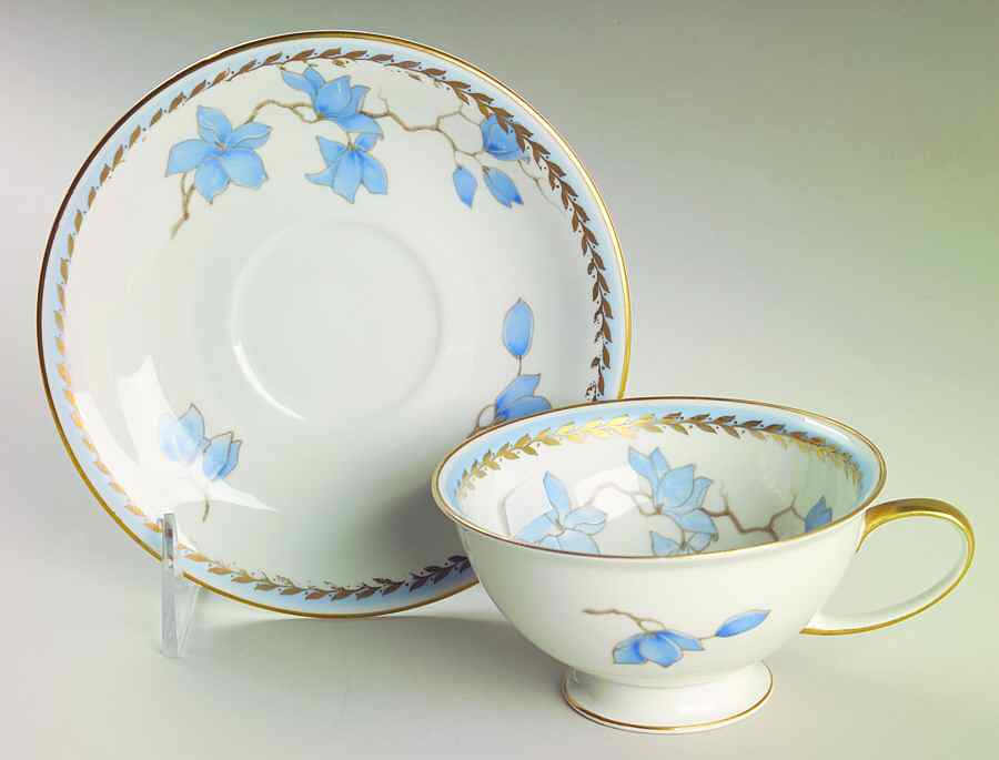 Blue Danube (White) Footed Cup & Saucer Set by Rosenthal - Continental-1