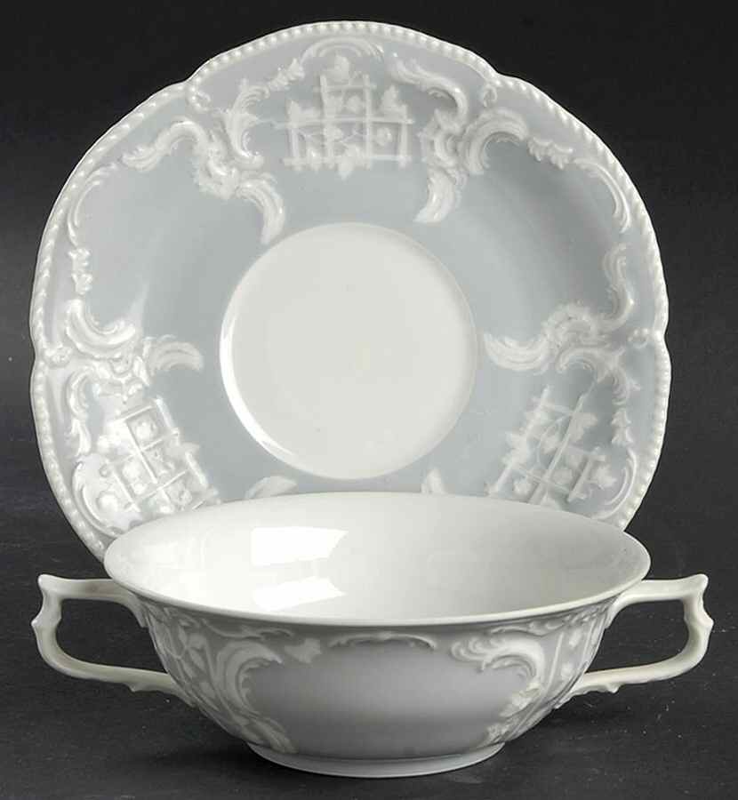 Blue Foundation Flat Cream Soup Bowl & Saucer Set by Rosenthal - Continental-1