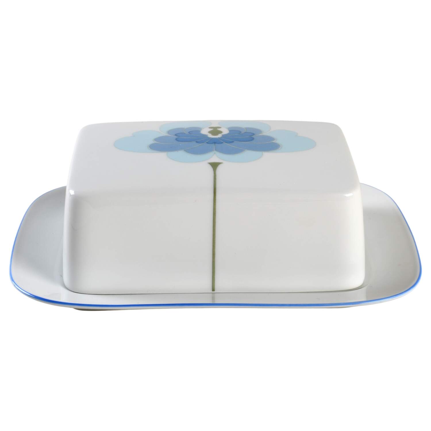 Blue Flower (Century Shape, Coupe) Square Covered Butter by Rosenthal - Continental-1