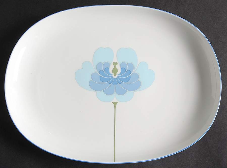 Blue Flower (Century Shape, Coupe) 9" Oval Serving Platter by Rosenthal - Continental-1