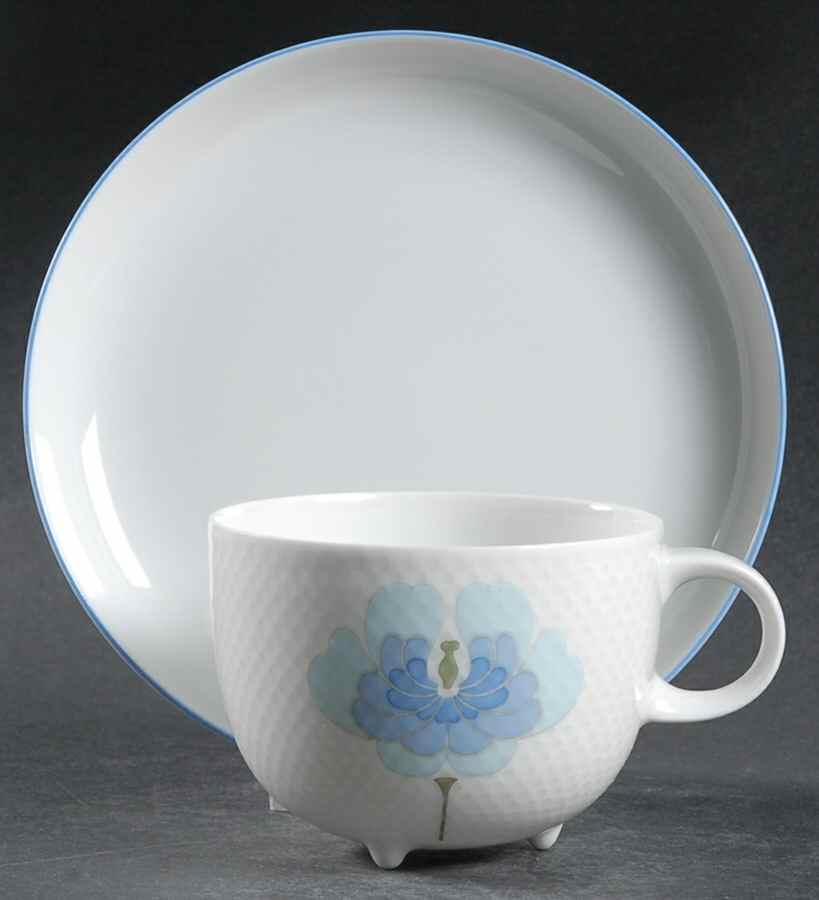 Blue Flower (Century Shape, Coupe) Footed Cup & Saucer Set by Rosenthal - Continental-1