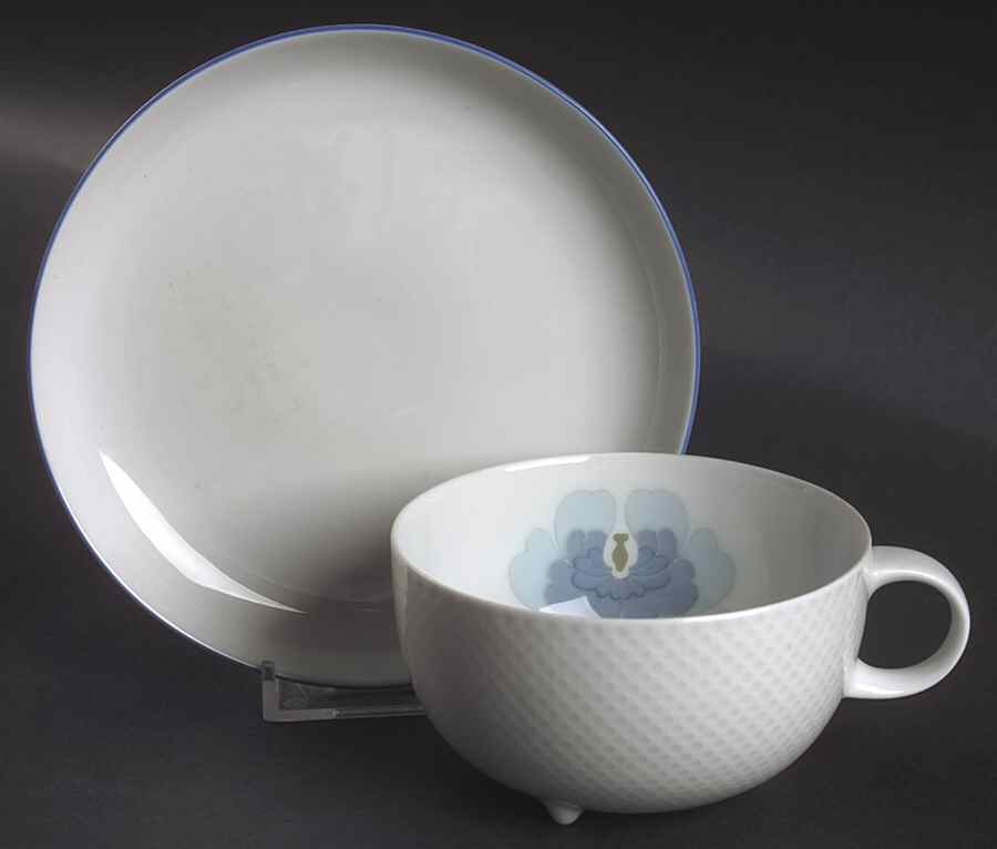 Blue Flower (Century Shape, Coupe) Footed Cup & Saucer Set by Rosenthal - Continental-1