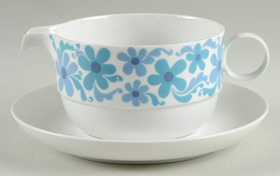 Blue Flower (Duo Shape) Gravy Boat & Underplate by Rosenthal - Continental-1