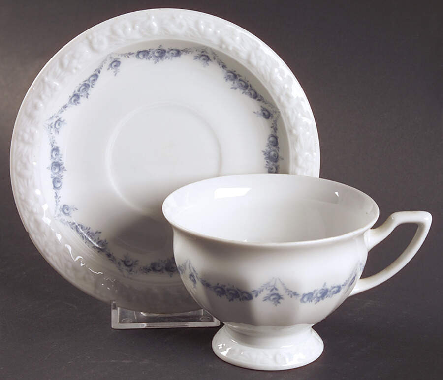 Blue Garland Footed Cup & Saucer Set by Rosenthal - Continental-1