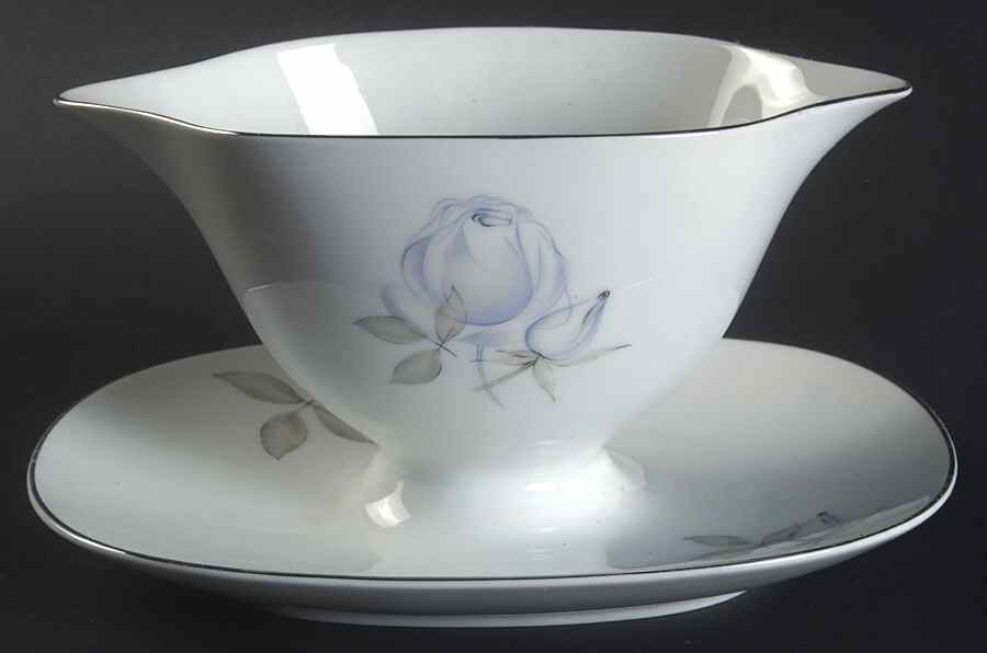 Blue Rose (Coupe) Gravy Boat with Attached Underplate by Rosenthal - Continental-1