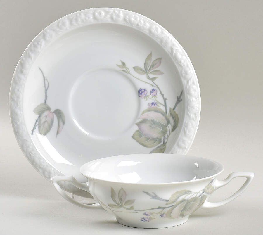 Brombeere Flat Cream Soup Bowl & Saucer Set by Rosenthal - Continental-1
