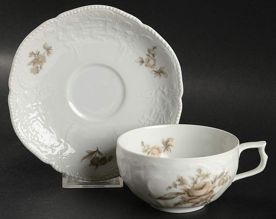 Brown Rose (Sanssouci) Flat Cup & Saucer Set by Rosenthal - Continental-1