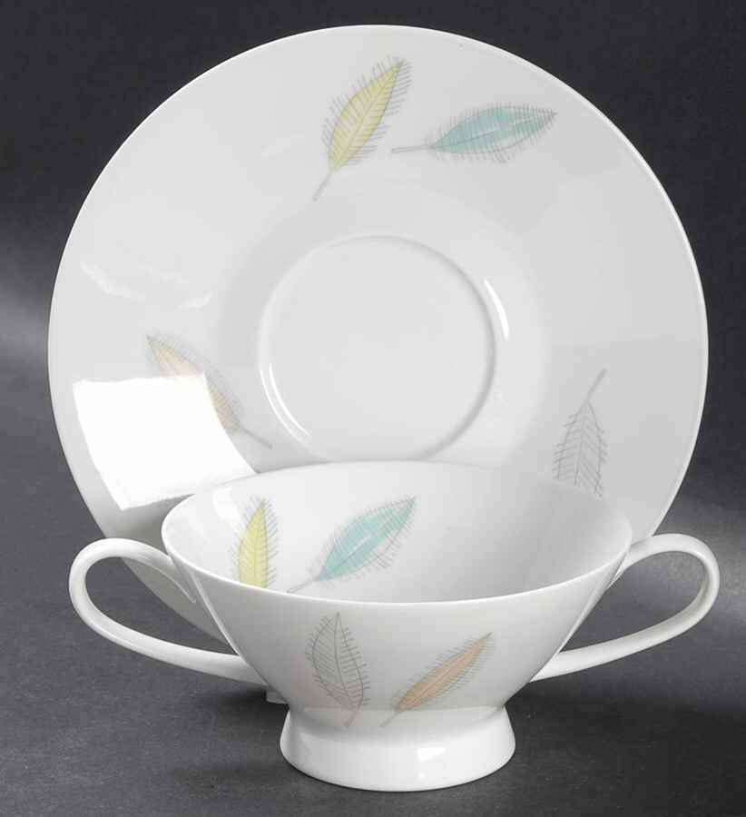 Bunte Blatter Footed Cream Soup Bowl & Saucer Set by Rosenthal - Continental-1