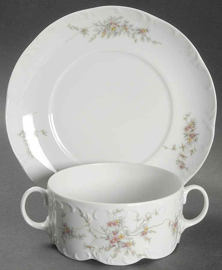 Catherine Flat Cream Soup Bowl & Saucer Set by Rosenthal - Continental-1