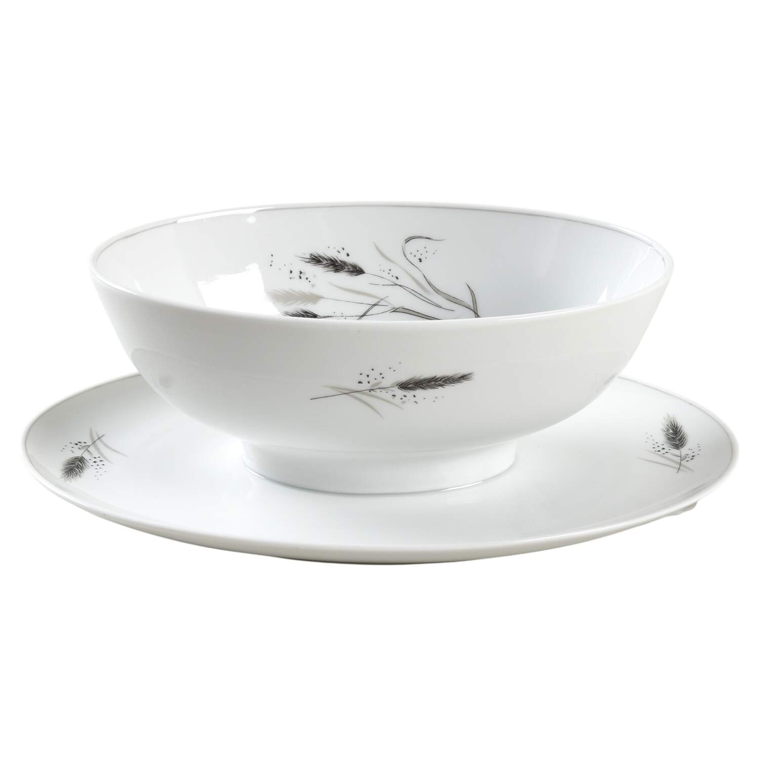Ceres (Gray Trim) Gravy Boat with Attached Underplate by Rosenthal - Continental-1