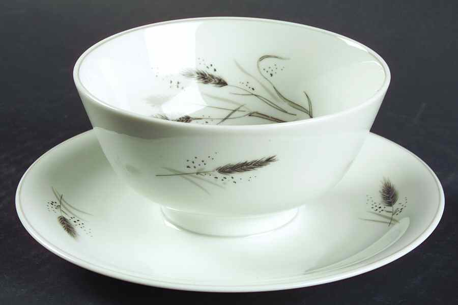Ceres (Gray Trim) Round Gravy Boat/Attached Underplate by Rosenthal - Continental-1