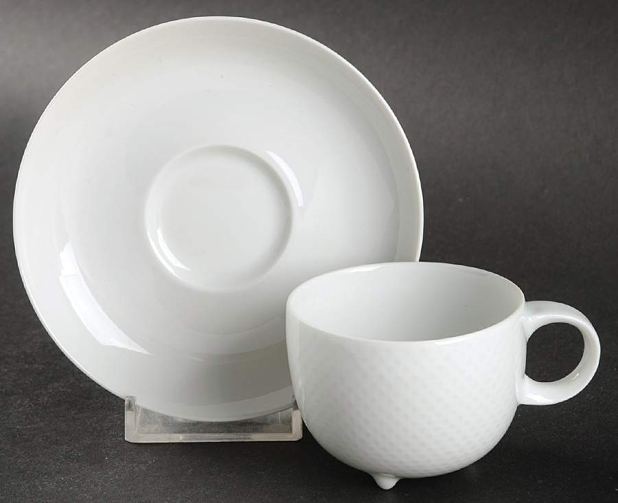 Century White (Rim) Footed Demitasse Cup & Saucer Set by Rosenthal - Continental-1
