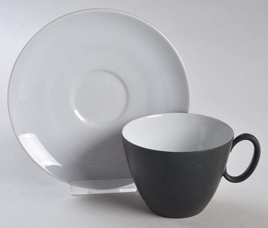 Charcoal Flat Cup & Saucer Set by Rosenthal - Continental-1