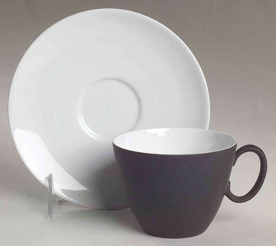 Charcoal Flat Cup & Saucer Set by Rosenthal - Continental-1