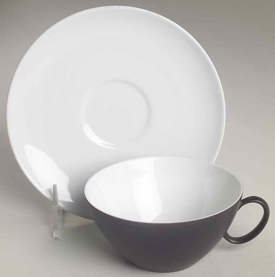 Charcoal Flat Cup & Saucer Set by Rosenthal - Continental-1