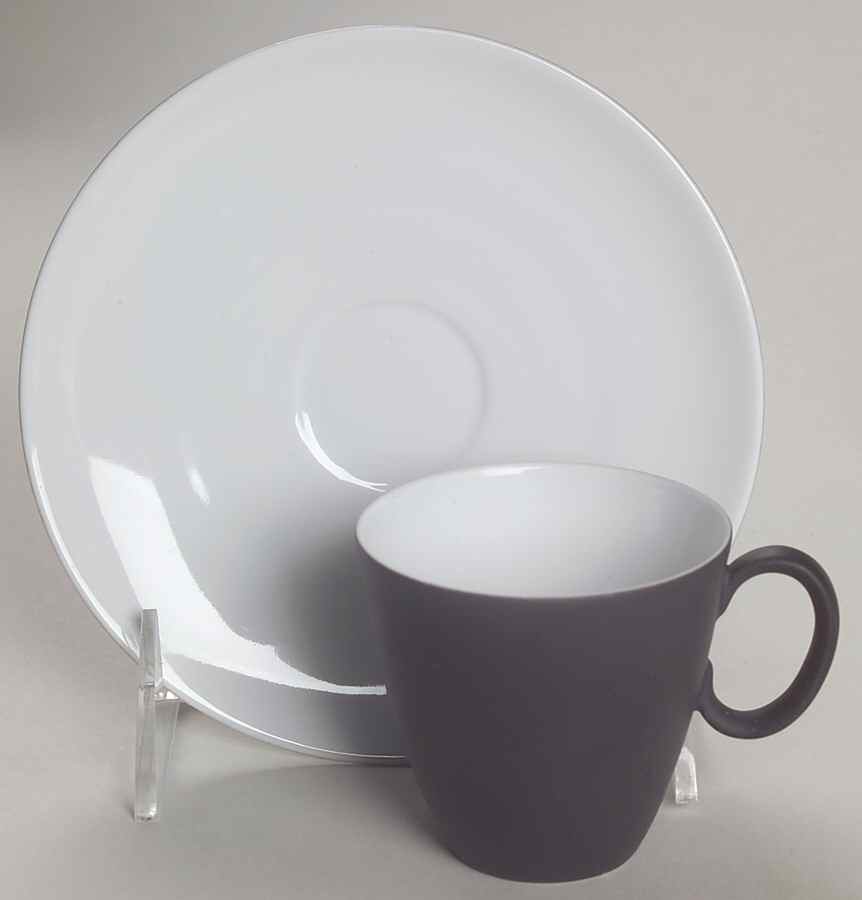 Charcoal Flat Demitasse Cup & Saucer Set by Rosenthal - Continental-1
