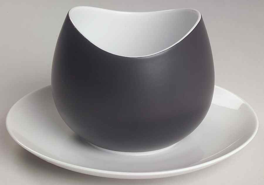 Charcoal Gravy Boat with Attached Underplate by Rosenthal - Continental-1
