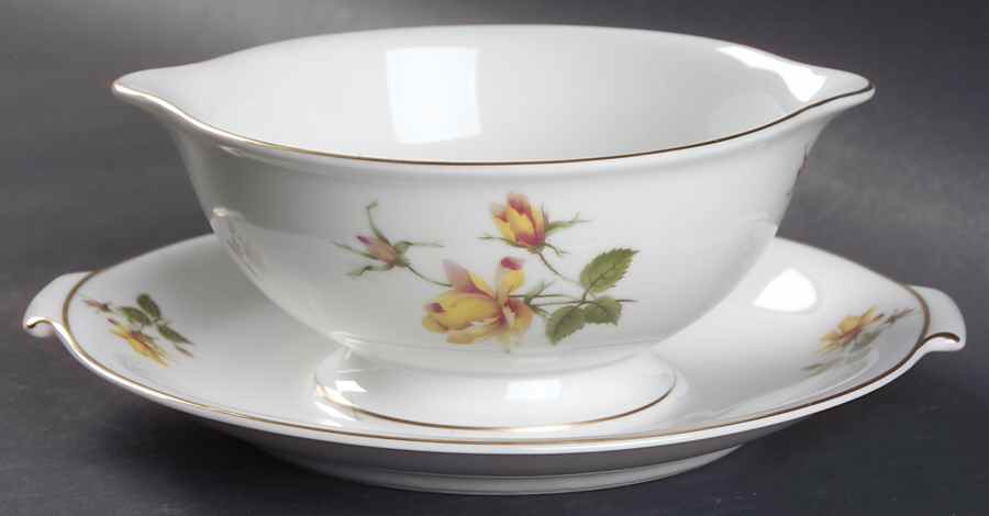 Charlene (Aida, White) Gravy Boat with Attached Underplate by Rosenthal - Continental-1