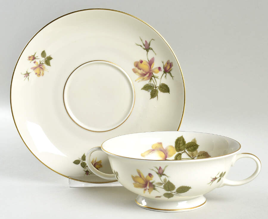 Charlene (Aida, Ivory) Footed Cream Soup Bowl & Saucer Set by Rosenthal - Continental-1