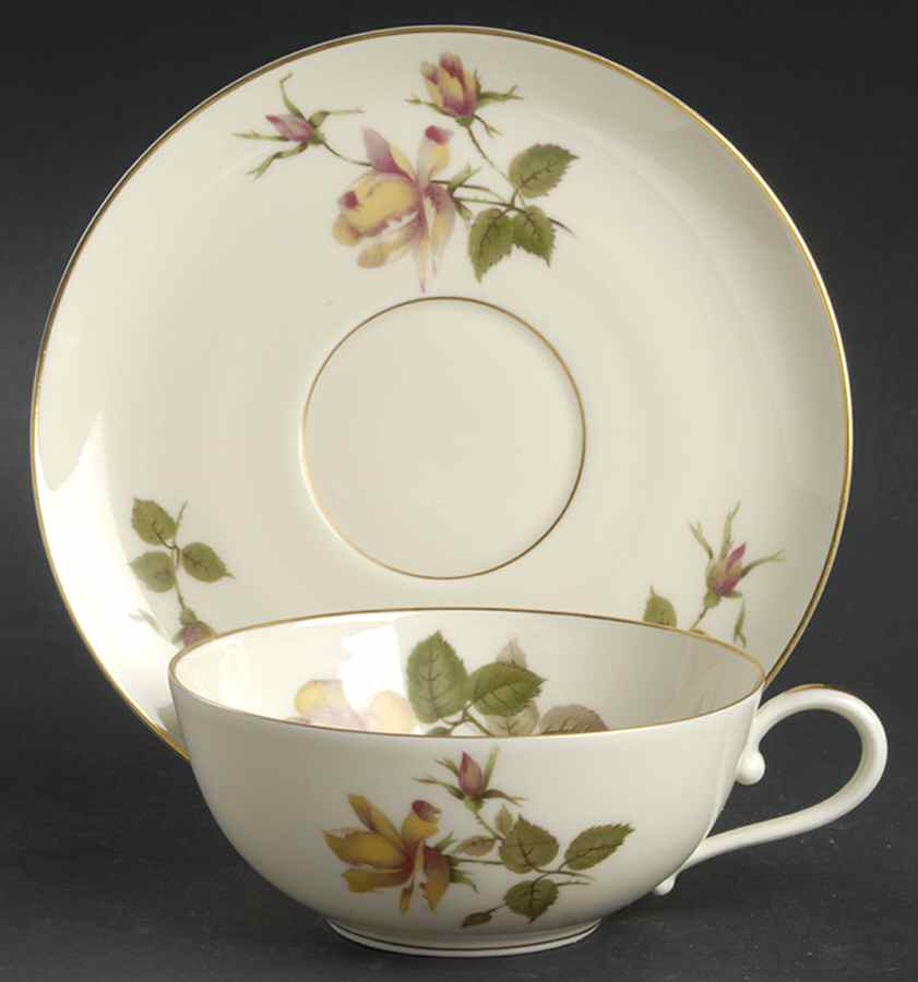 Charlene (Aida, Ivory) Flat Cup & Saucer Set by Rosenthal - Continental-1