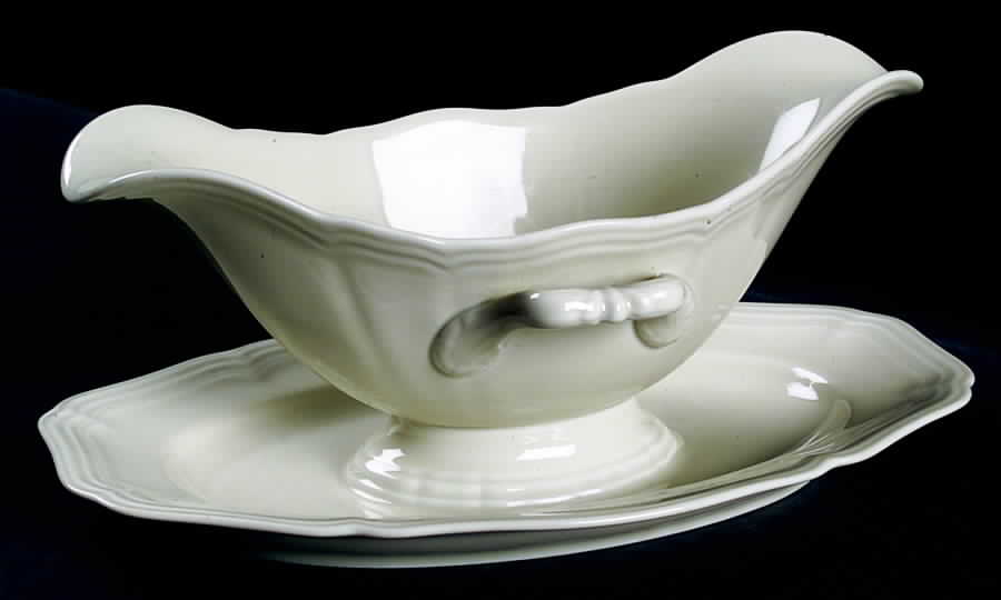Chippendale Cream Undecorated Gravy Boat with Attached Underplate by Rosenthal - Continental-1