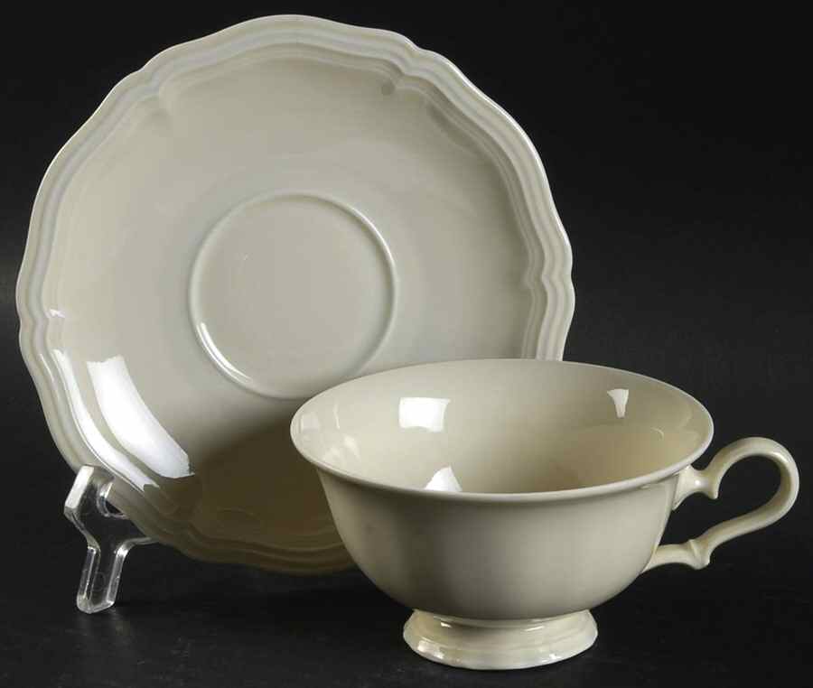 Chippendale Cream Undecorated Footed Cup & Saucer Set by Rosenthal - Continental-1