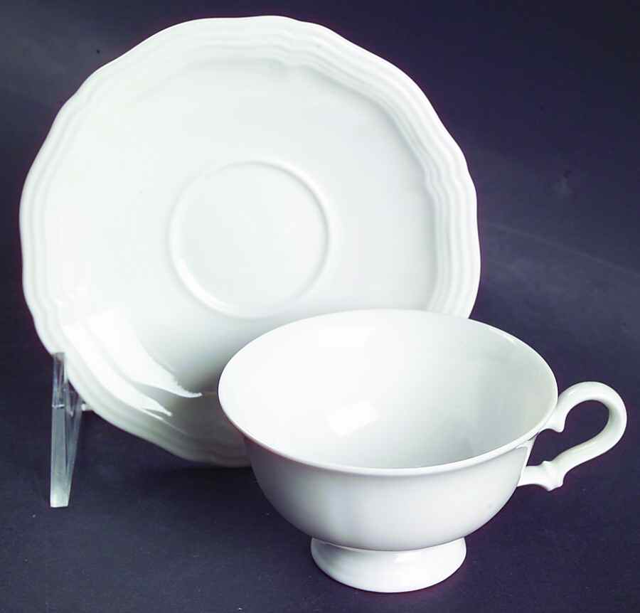 Chippendale All White Footed Demitasse Cup & Saucer Set by Rosenthal - Continental-1